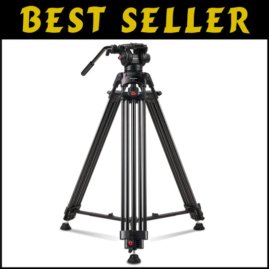 Aluminum Fluid Head Tripod: 70.8” Height, 17.6lbs Capacity for Stable Shots