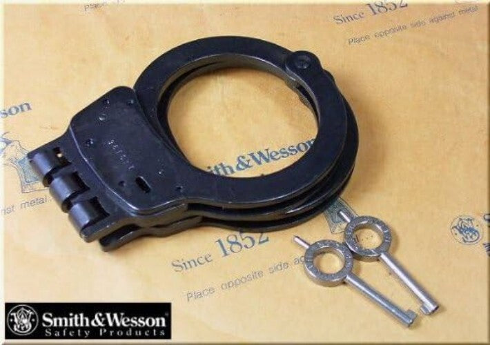 Compact Folding Handcuffs - Blue Finish with Two Keys for Security Tasks