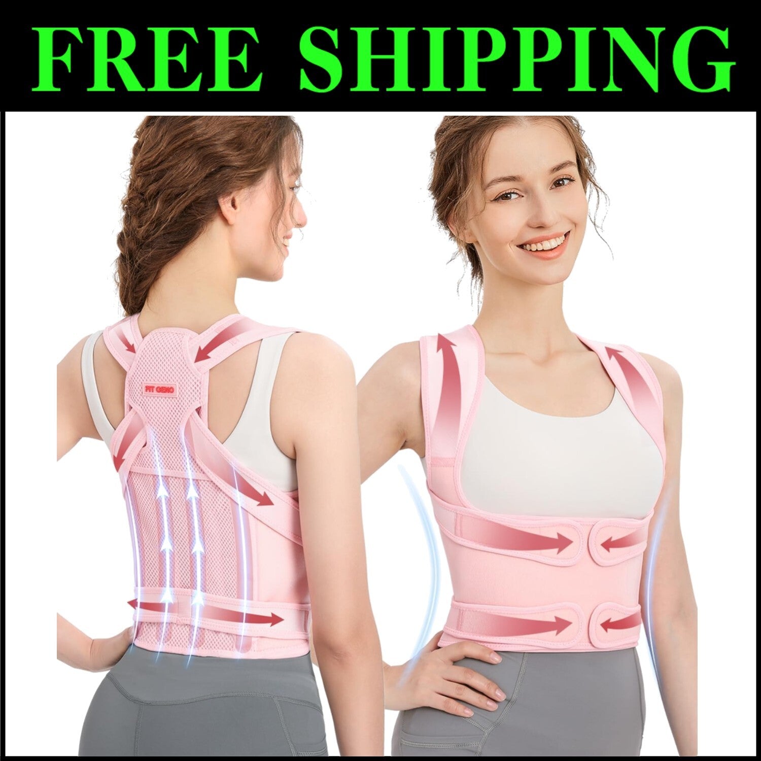 Lightweight Adjustable Upper and Lower Back Support Posture Corrector for Women