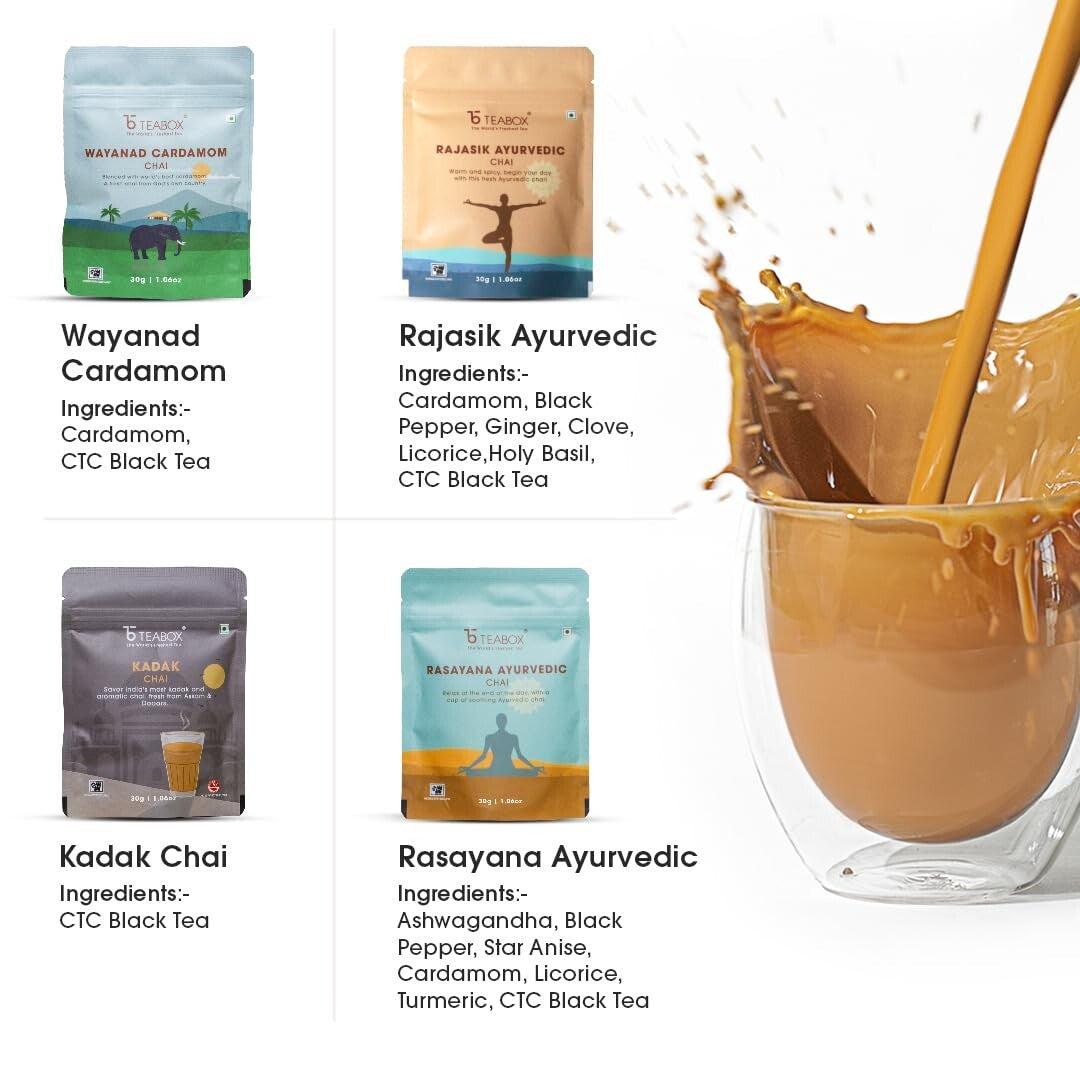 Exquisite Ayurvedic Chai Tea Gift Set - 10 Varieties, 100% Real Ingredients