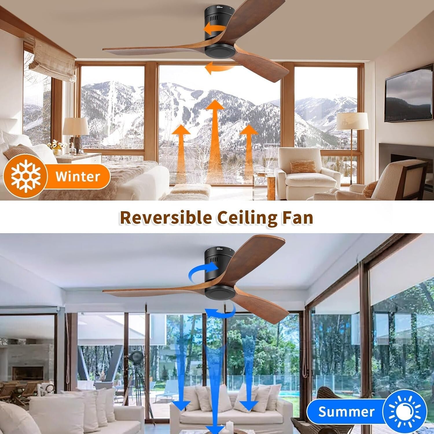 Reversible 52-Inch Ceiling Fan with Remote - Enhance Your Indoor/Outdoor Space