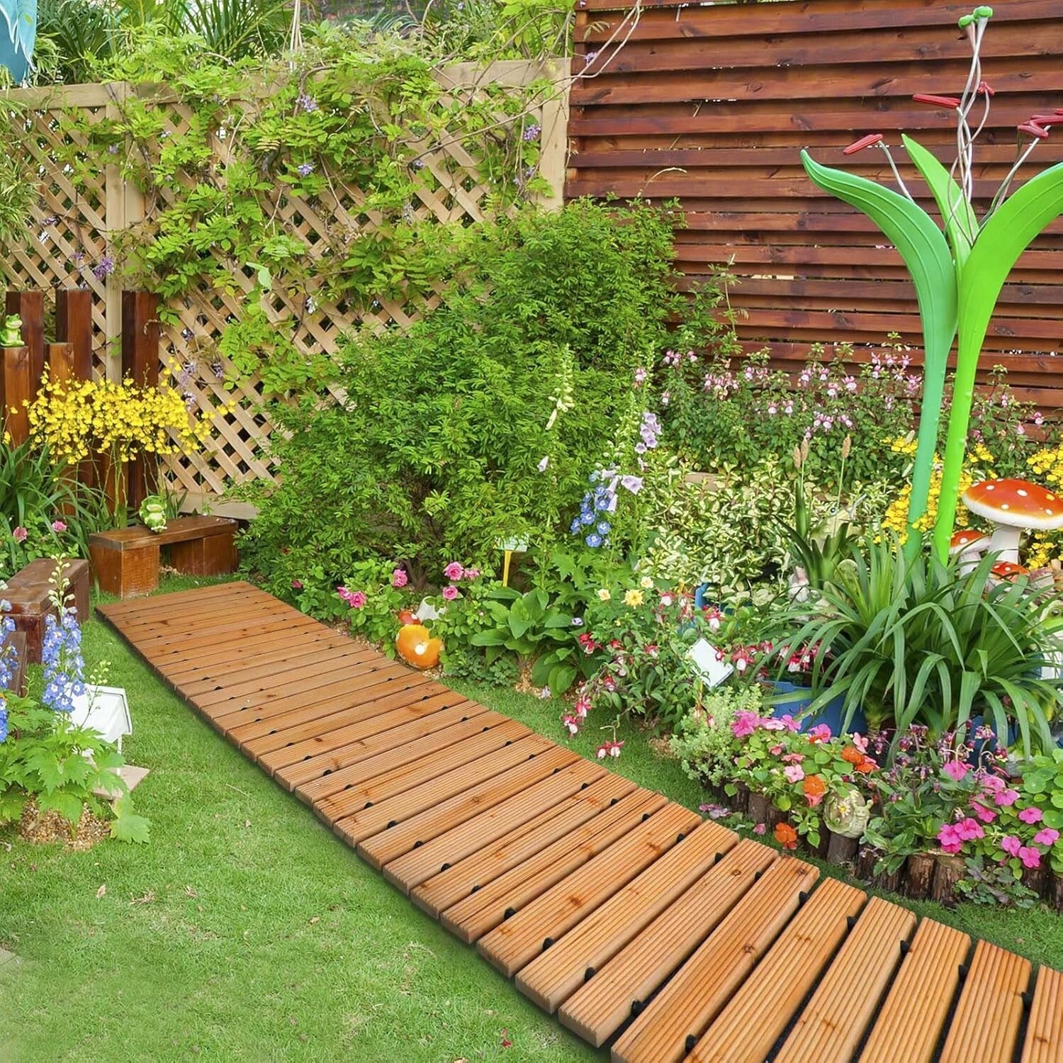 Space-Saving 2FT Weather-Resistant Cedar Walkway - Ideal for Outdoor Activities