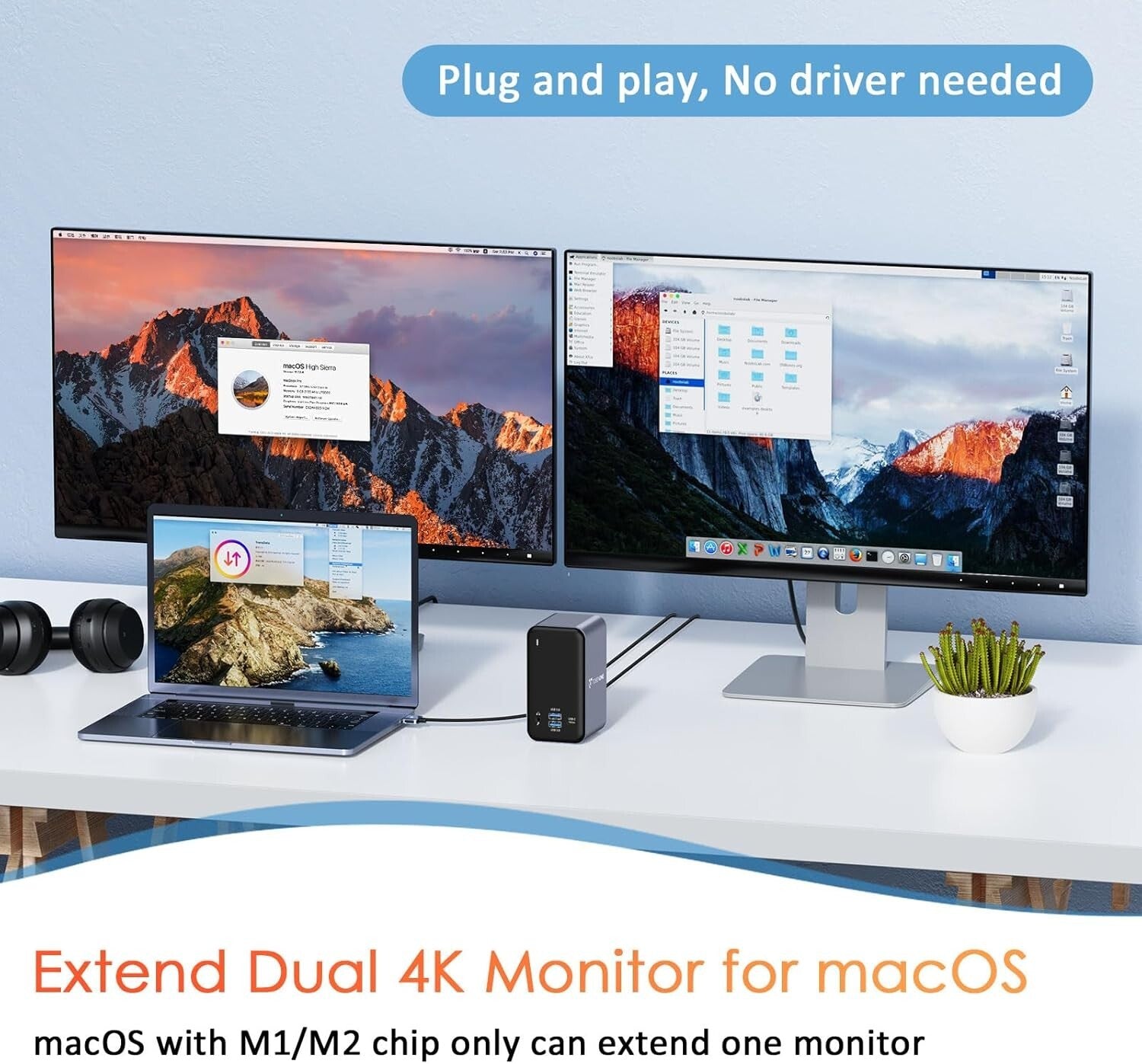 Super-Speed Dual HDMI USB C Dock for MacBook Pro – Enhanced Productivity Hub