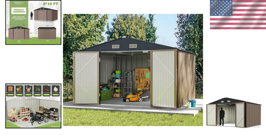 Spacious 10' x 8' Metal Shed for Secure Storage - Ideal for Garden & Tools