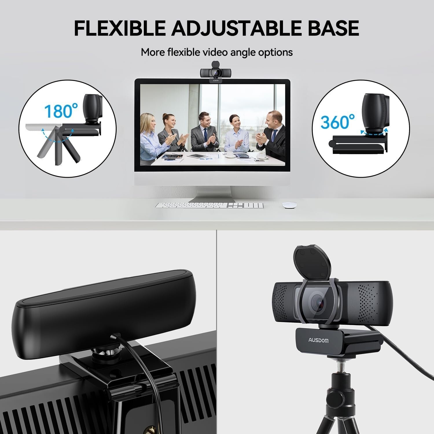 Professional Autofocus Webcam with Privacy Cover and Plug & Play USB Connection