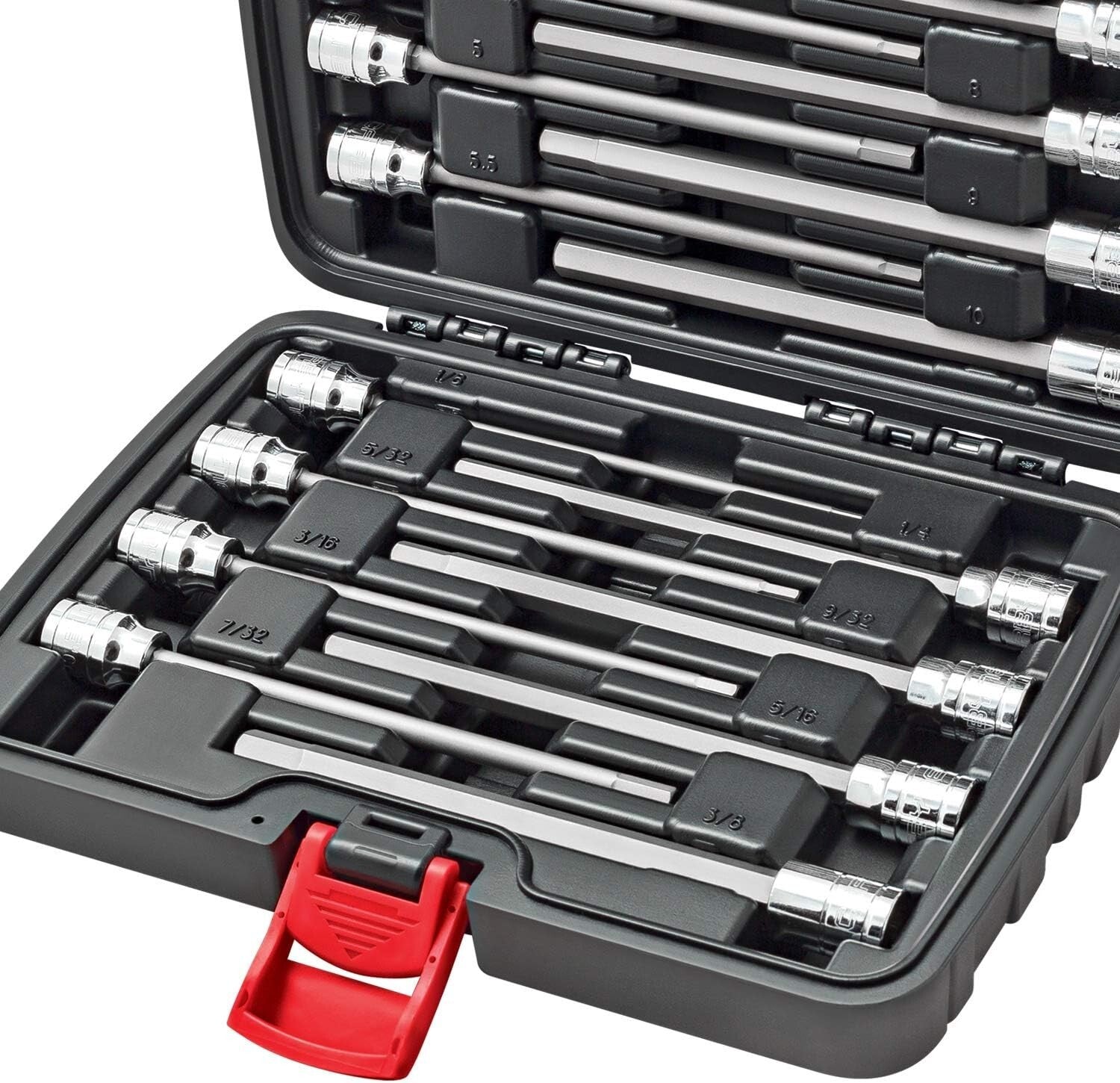 High-Performance 18-Piece Extra Long Hex Bit Socket Set | Compact Storage Case