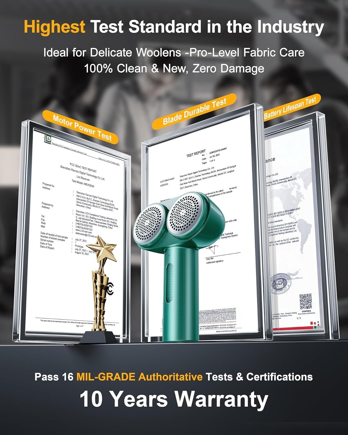 High-Speed Electric Lint Shaver with Dual Heads - Protects Delicate Fabrics