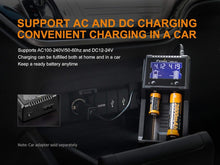 Load image into Gallery viewer, Versatile Fenix ARE-A2 Battery Charger for 21700/18650 with LCD Display and Case