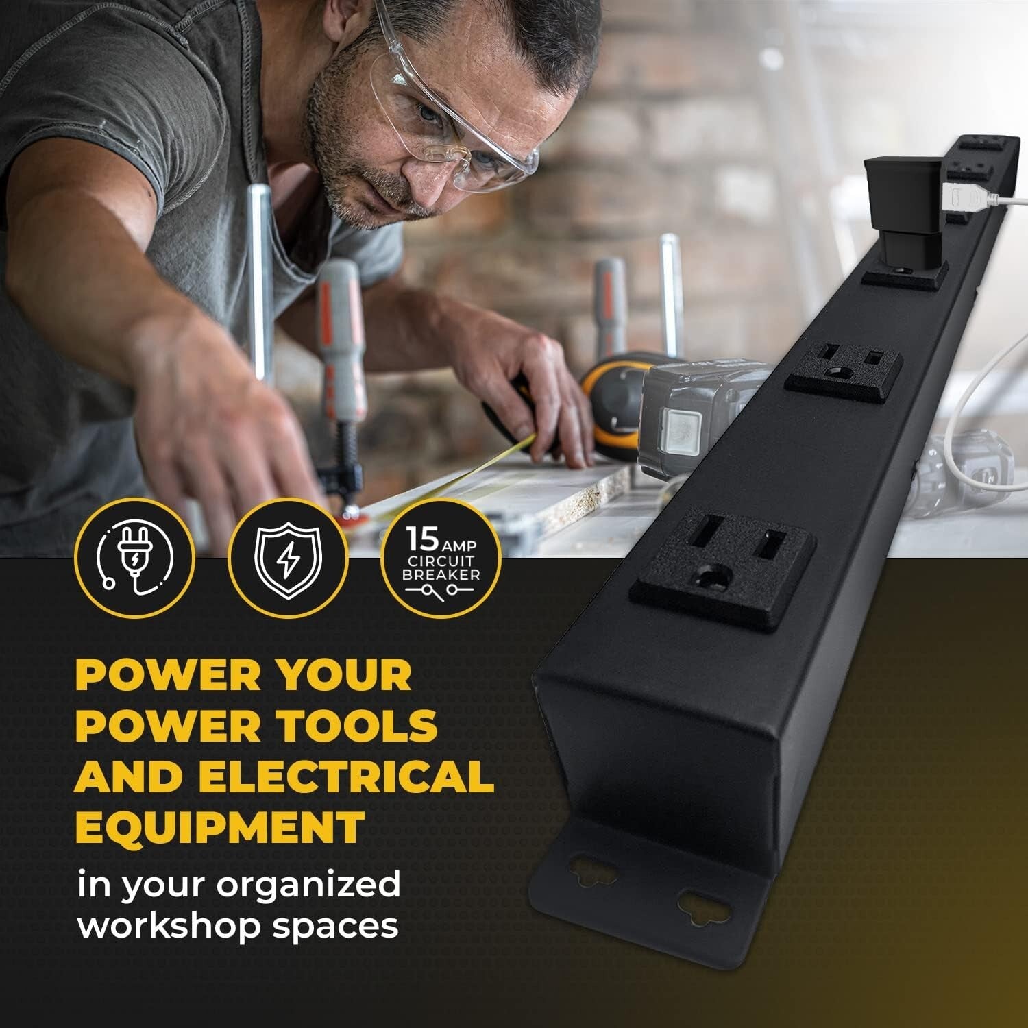 ETL Approved 9-Outlet Vertical Power Strip with 6ft Heavy-Duty Surge Protection