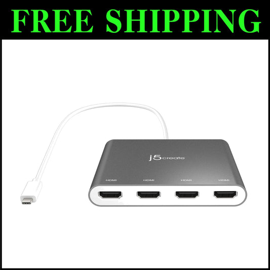 USB-C to 4-Port HDMI Adapter Hub: Boost Productivity with Multi-Monitor Support