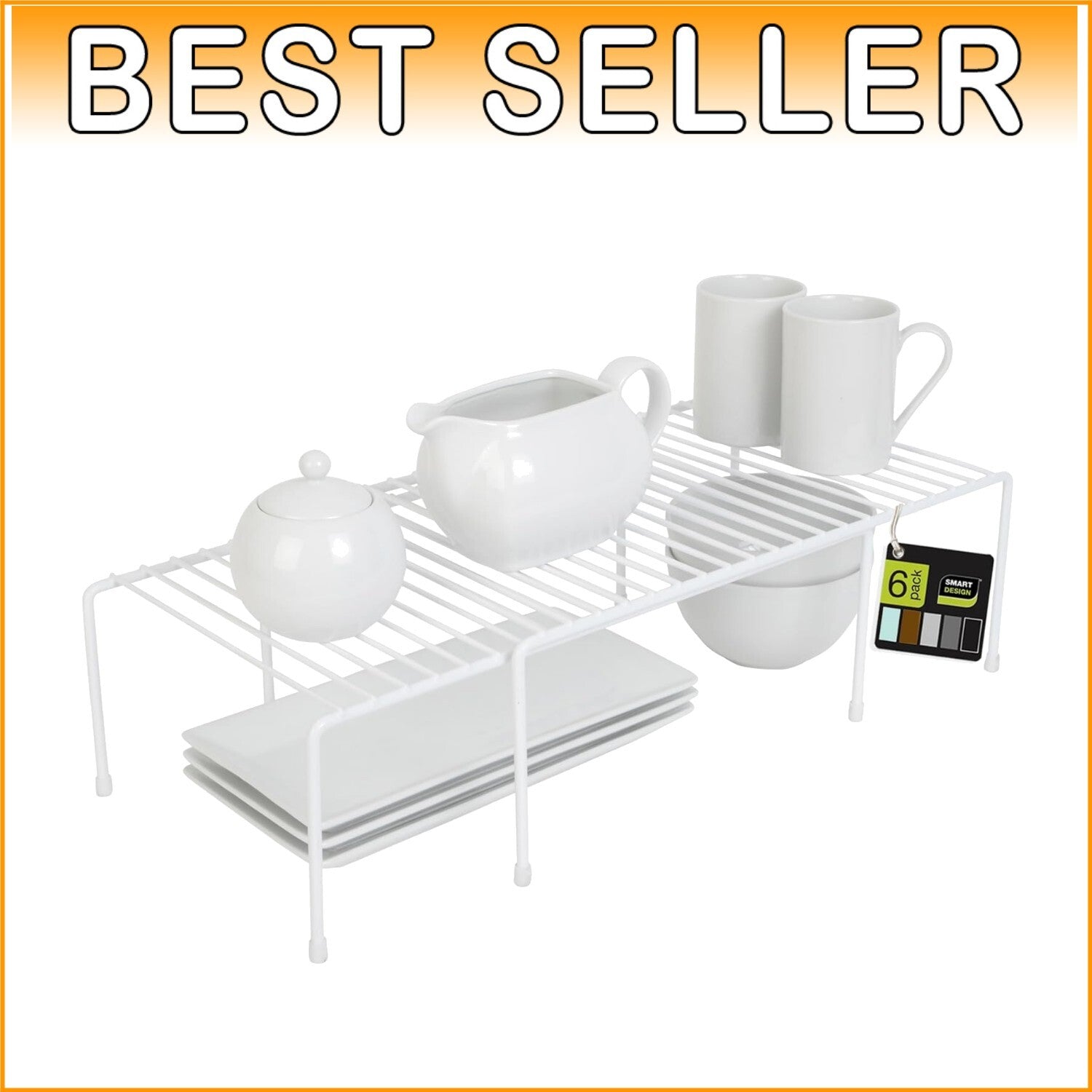 Expandable 6-Piece Metal Wire Storage Rack for Kitchen & Bathroom Organization