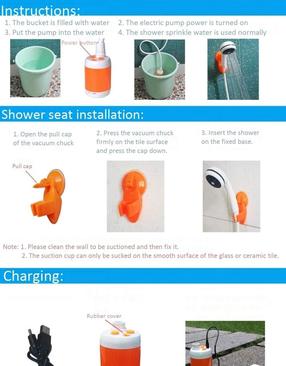 Versatile Electric Shower System with Rechargeable Battery for Pets & Camping