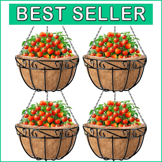 Durable 14 Inch Rustproof Metal Hanging Planters - Perfect for Home & Garden