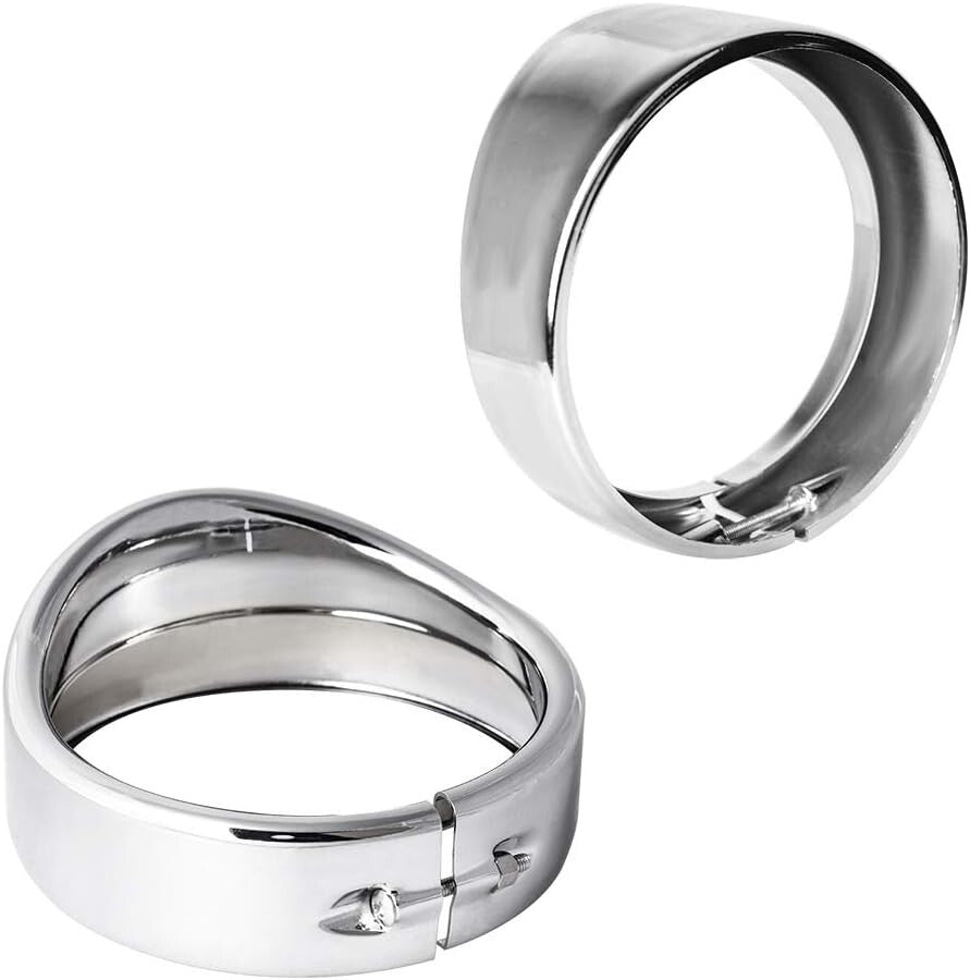 Chrome Motorcycle Headlight and Fog Light Trim Ring Kit for Harley Enthusiasts