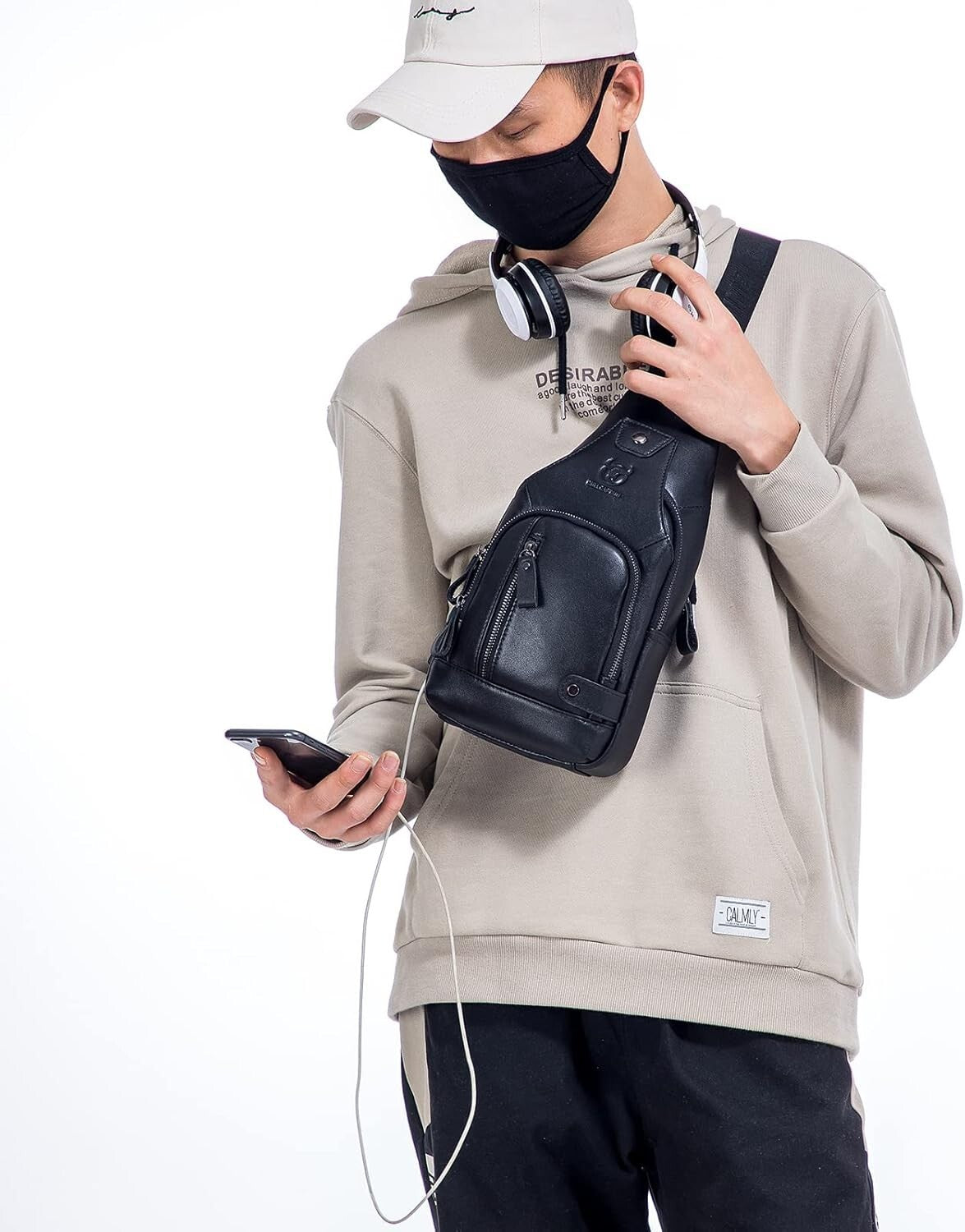 Versatile Genuine Leather Men’s Sling Bag - Casual Crossbody for Essentials