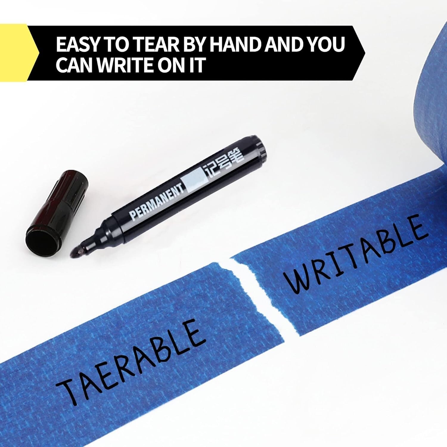 Blue Crepe Paper Painters Tape - Easy Tear, UV Resistant for Precise Painting