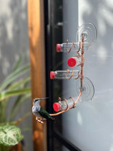 Load image into Gallery viewer, Handcrafted Copper Window Hummingbird Feeder with 4 Stations &amp; Easy-Fill Bottles