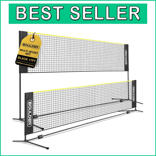 17ft Portable Multi-Sport Net: Foldable Badminton & Pickleball Height Adjustable