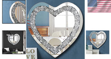 Load image into Gallery viewer, Stunning 24" Frameless Heart-Shaped Mirror with Acrylic Diamonds - Home Decor