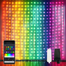 Load image into Gallery viewer, App-Controlled 400 LED Color Changing Curtain Lights - 6.5x6.5ft for All Seasons