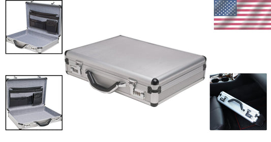 Durable Silver Aluminum Briefcase - 17.5" Medium Size with Locking System