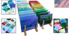 Load image into Gallery viewer, Vibrant 24-Piece Iridescent Stained Glass Pack for Mosaic Crafts - 6x4 Inch