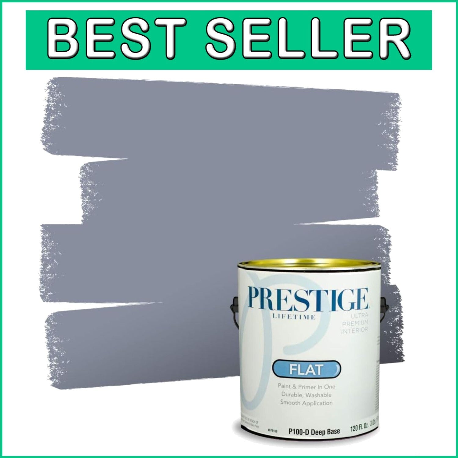 Fade & Stain Resistant Interior Paint, Chain, Flat Finish, 1 Gallon with Primer