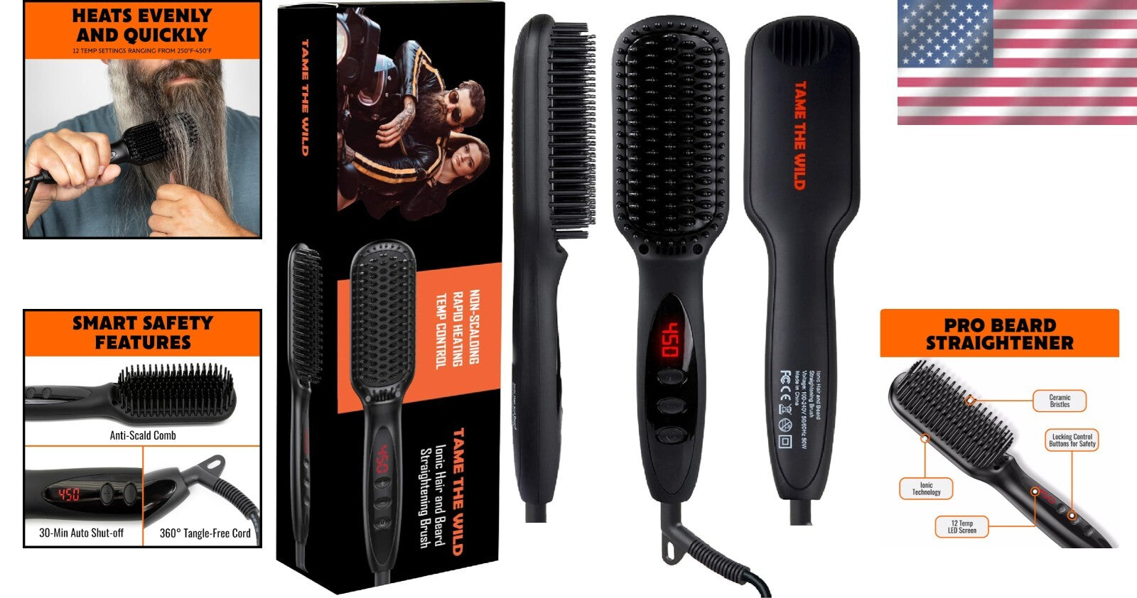 Premium Heated Beard Straightener for Men - Travel Friendly & Lightweight Design