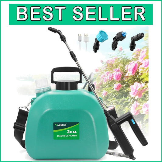 Durable 2-Gallon Garden Sprayer with Powerful Motor and 3 Easy-Change Nozzles