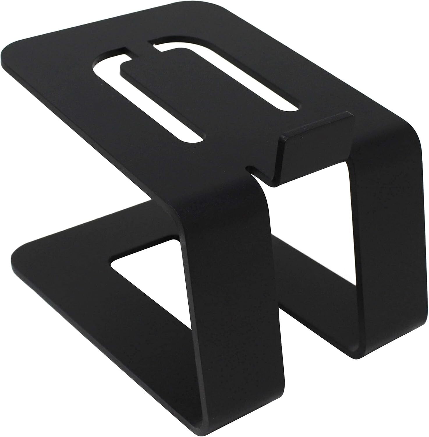 Compact Black Speaker Stands - 5-Degree Tilt for Enhanced Audio Experience