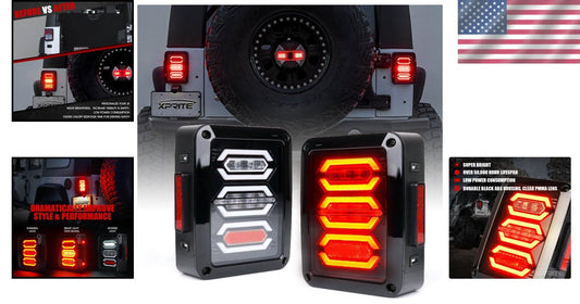 Clear Lens LED Tail Light Assembly with Turn Signal for 2007-2018 Jeep Wrangler