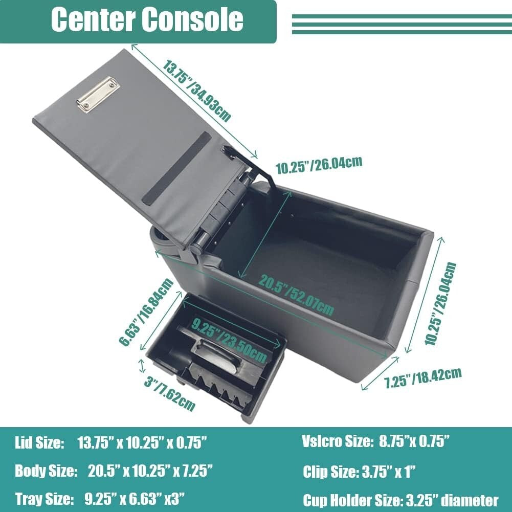 Durable Center Console with Adjustable Cup Holders - Perfect for Truck Interiors