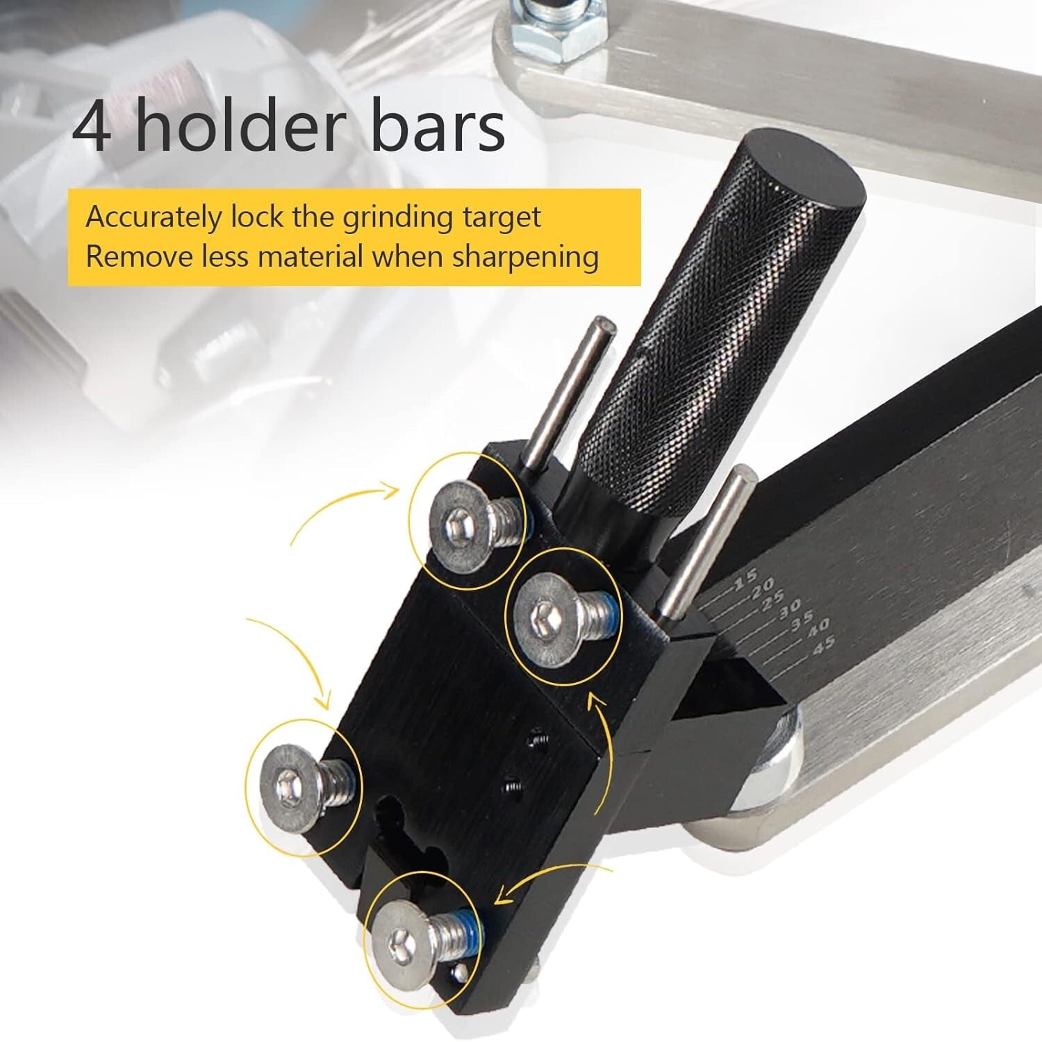 Precision Lawn Mower Blade Sharpener - 15°-45° Angle Adjustment, Stainless Steel