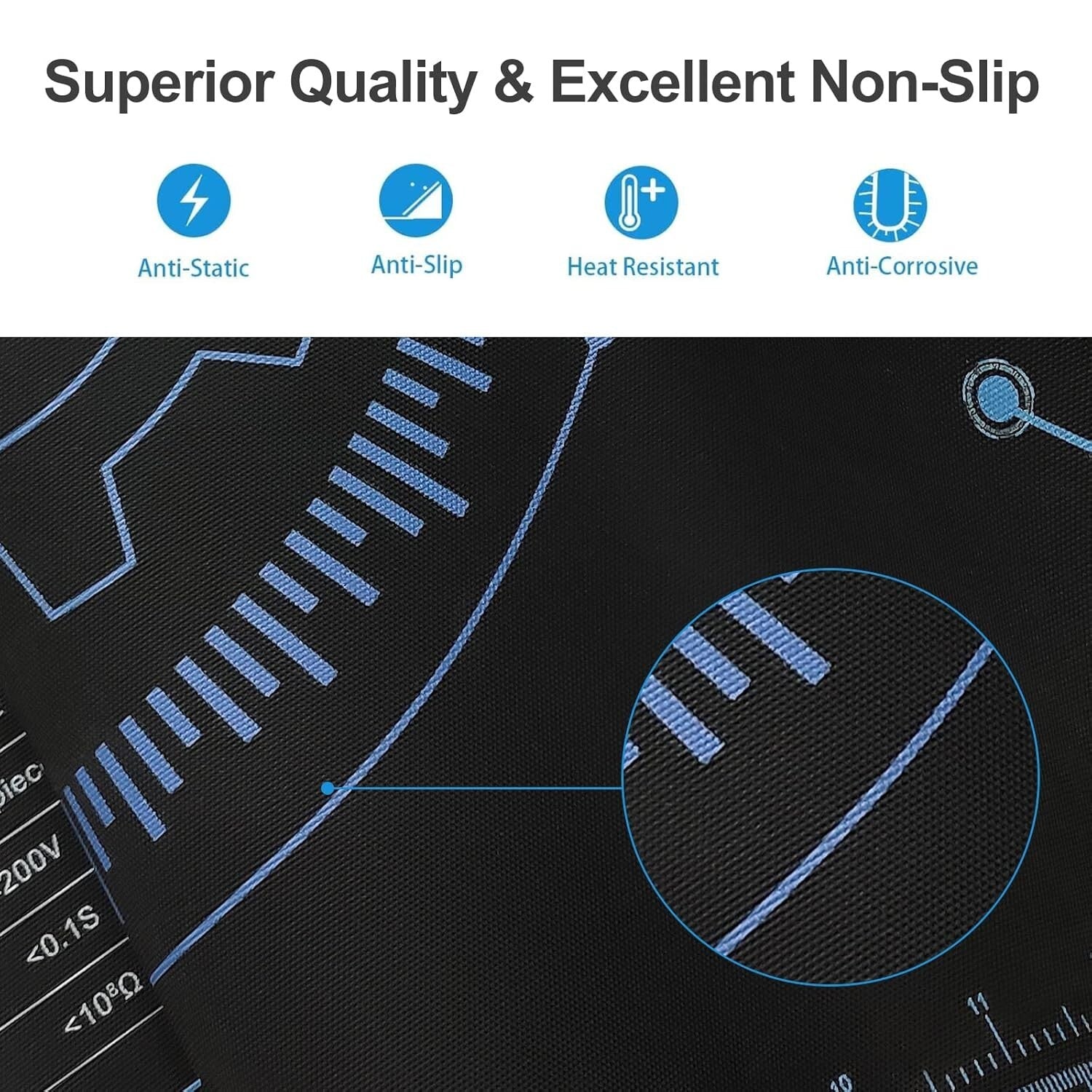 Versatile 24x16 ESD Rubber Mat with Anti-Slip Texture & Grounding Kit