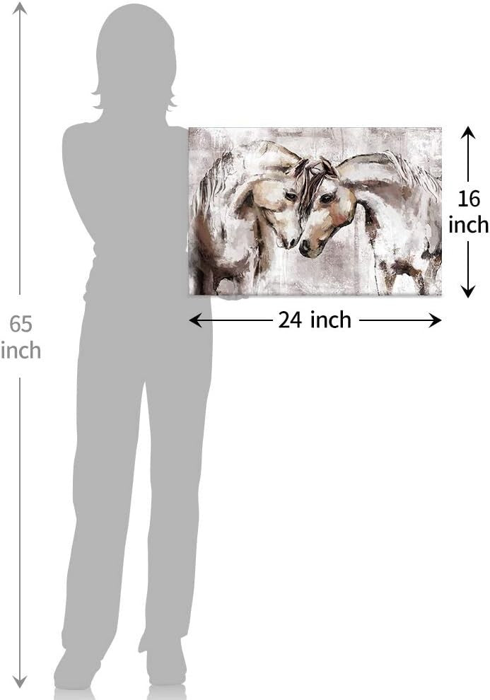 Exquisite Western Horse Artwork - 24x16 Canvas Print for Living Room Elegance