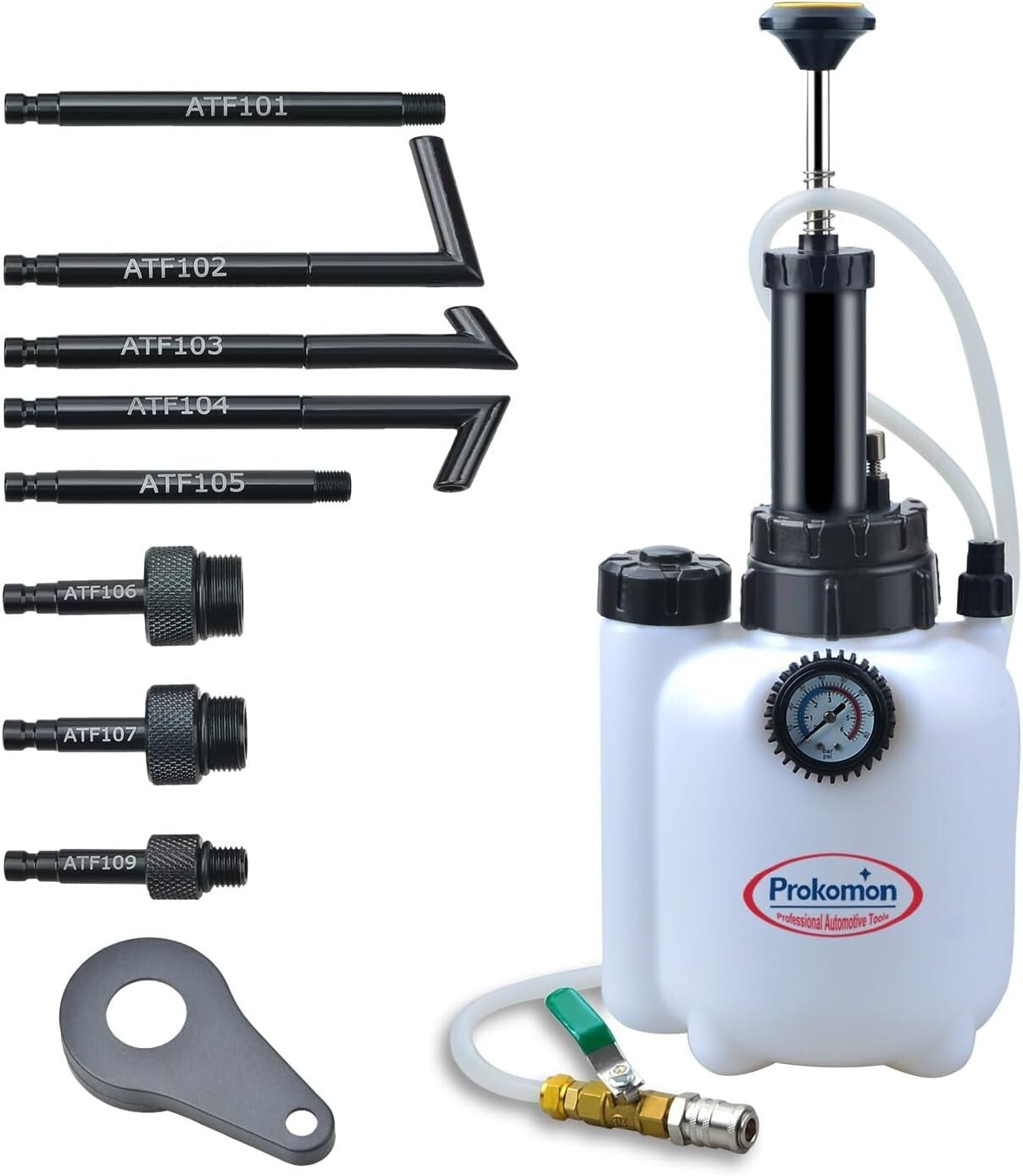 3L Transmission Fluid Pump with Pressure Gauge & 8 Adapters for Easy Filling