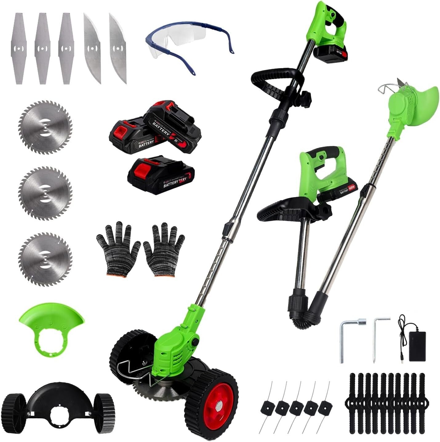 Versatile Electric Grass Trimmer: 3 Batteries, Lightweight & Adjustable Handle