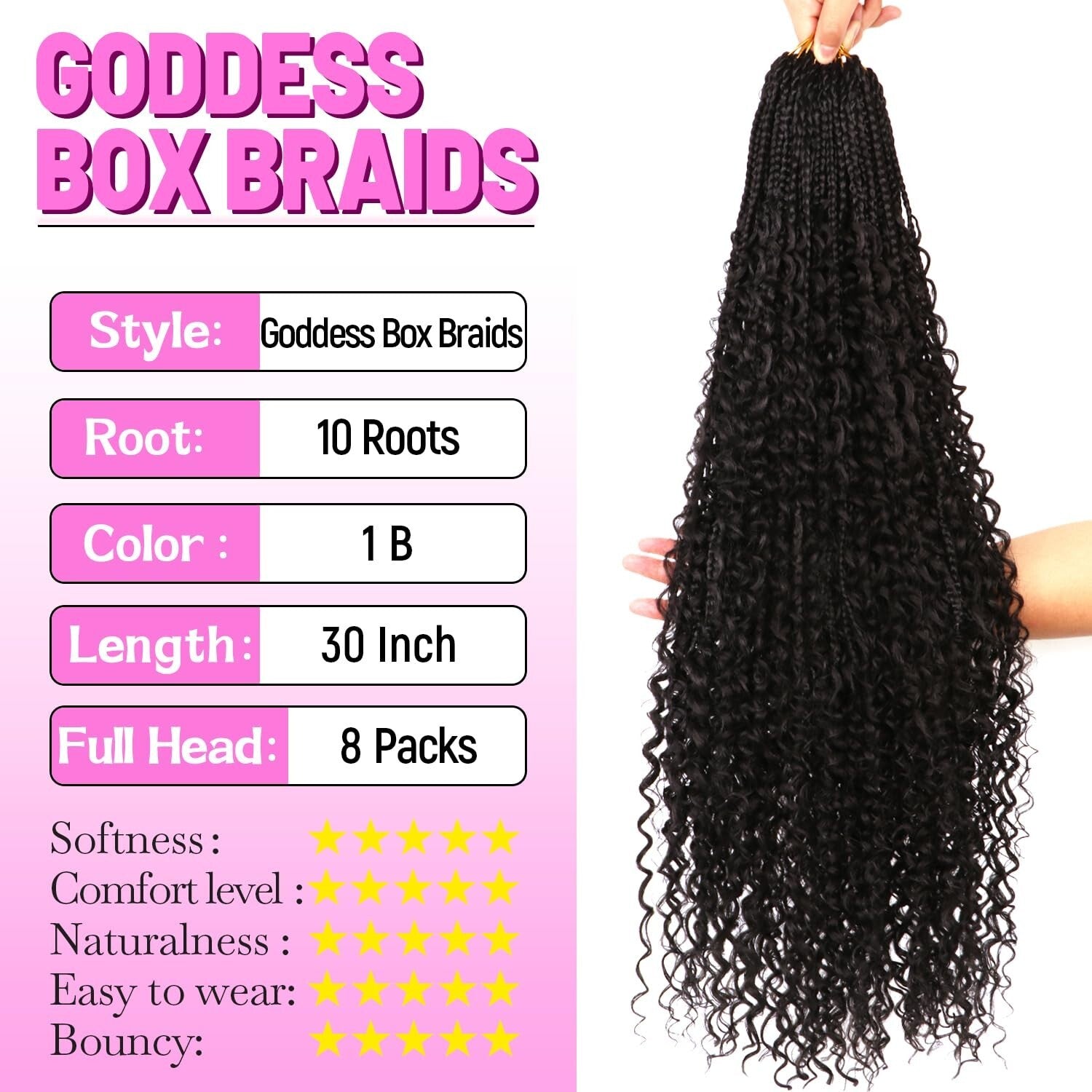 Goddess Boho Box Braids Crochet Hair - 30 Inch, 8 Packs for Effortless Style