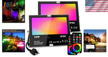 Load image into Gallery viewer, Ultimate Waterproof 30W RGB Flood Light Set - 120 Colors, Adjustable Brightness