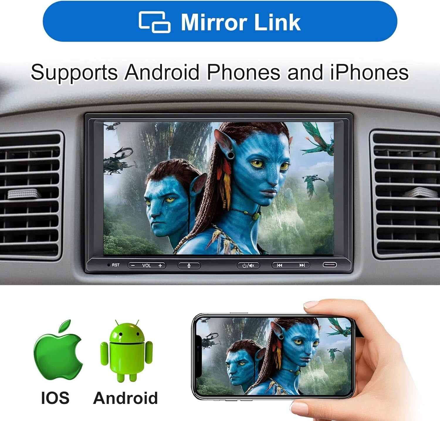 7-Inch HD Touchscreen Car Stereo with Bluetooth, GPS, Backup Camera - Double Din