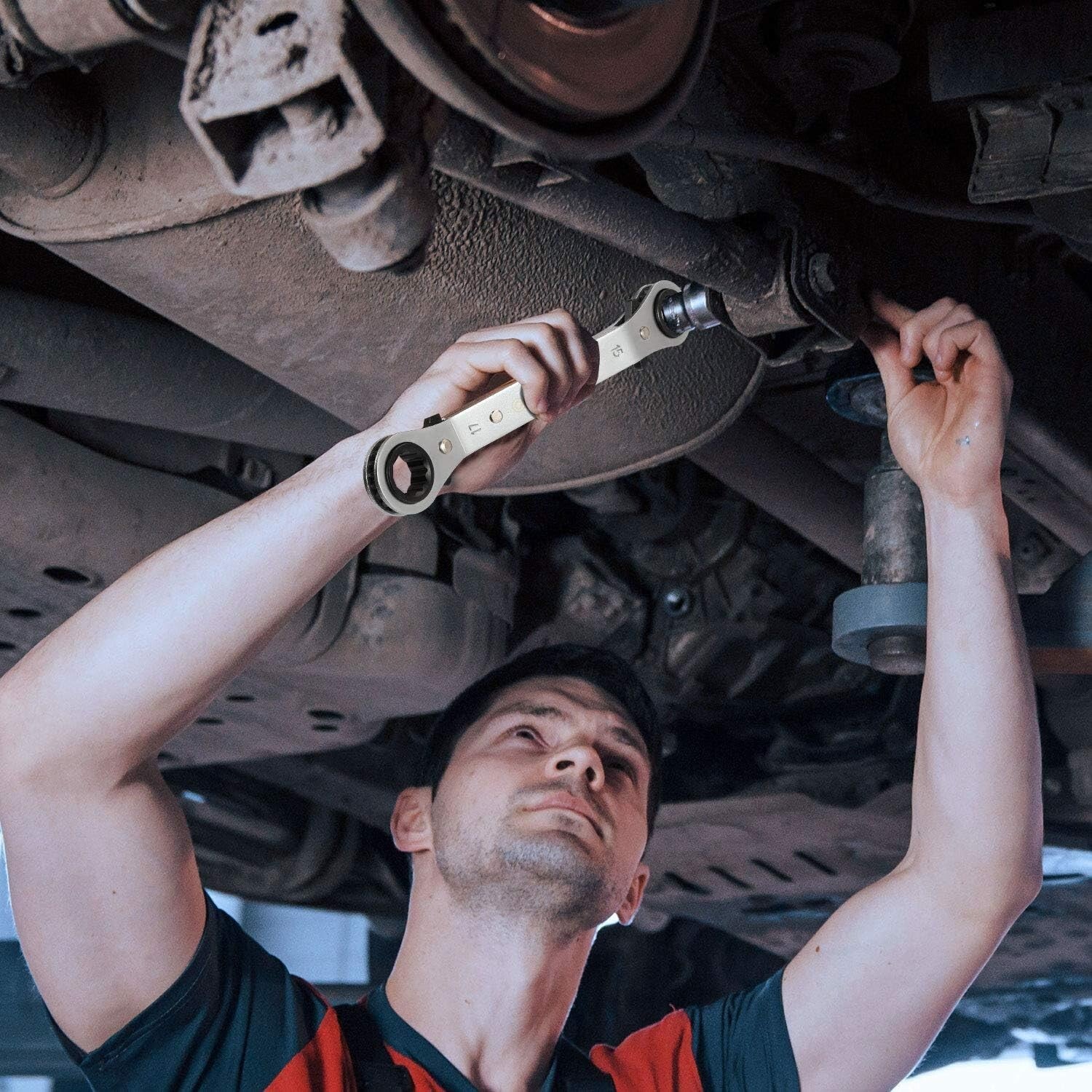 10-Piece Reversible Ratcheting Wrench Set with Offset Box Ends, SAE & Metric