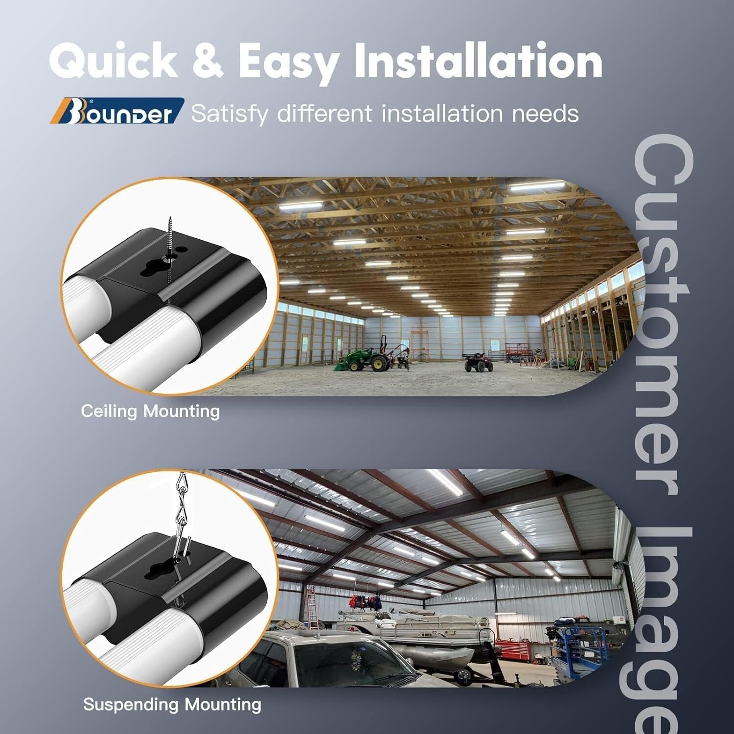 10-Linkable 4400 Lumen LED Shop Lights - Durable 4FT Fixtures for Home & Garage