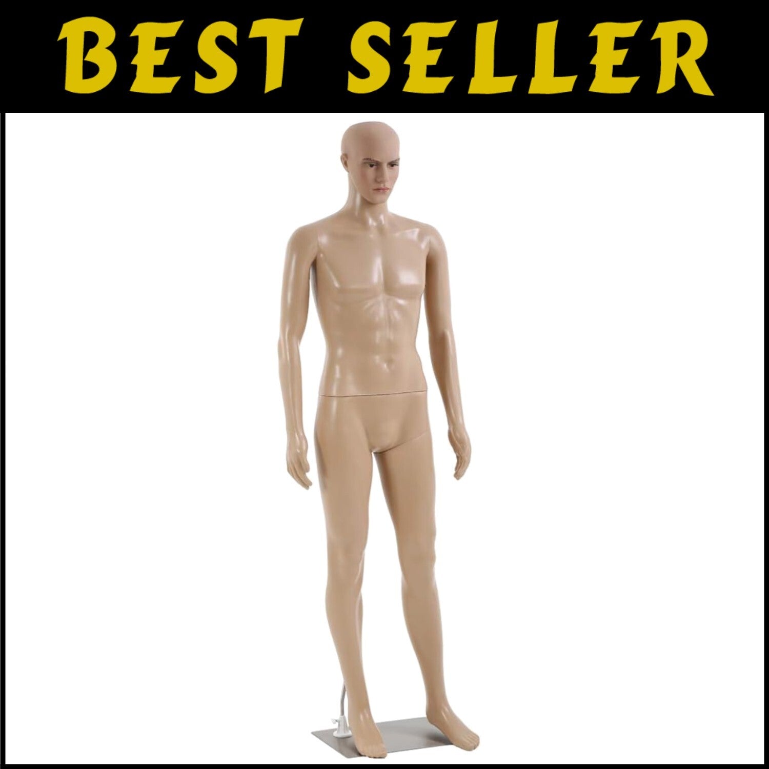 Lightweight 73-Inch Full Body Male Mannequin with 360° Adjustable Head and Arms