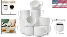 Load image into Gallery viewer, Sublime 12 Oz White Porcelain Stackable Coffee Mugs - Perfect for Home &amp; Gifting