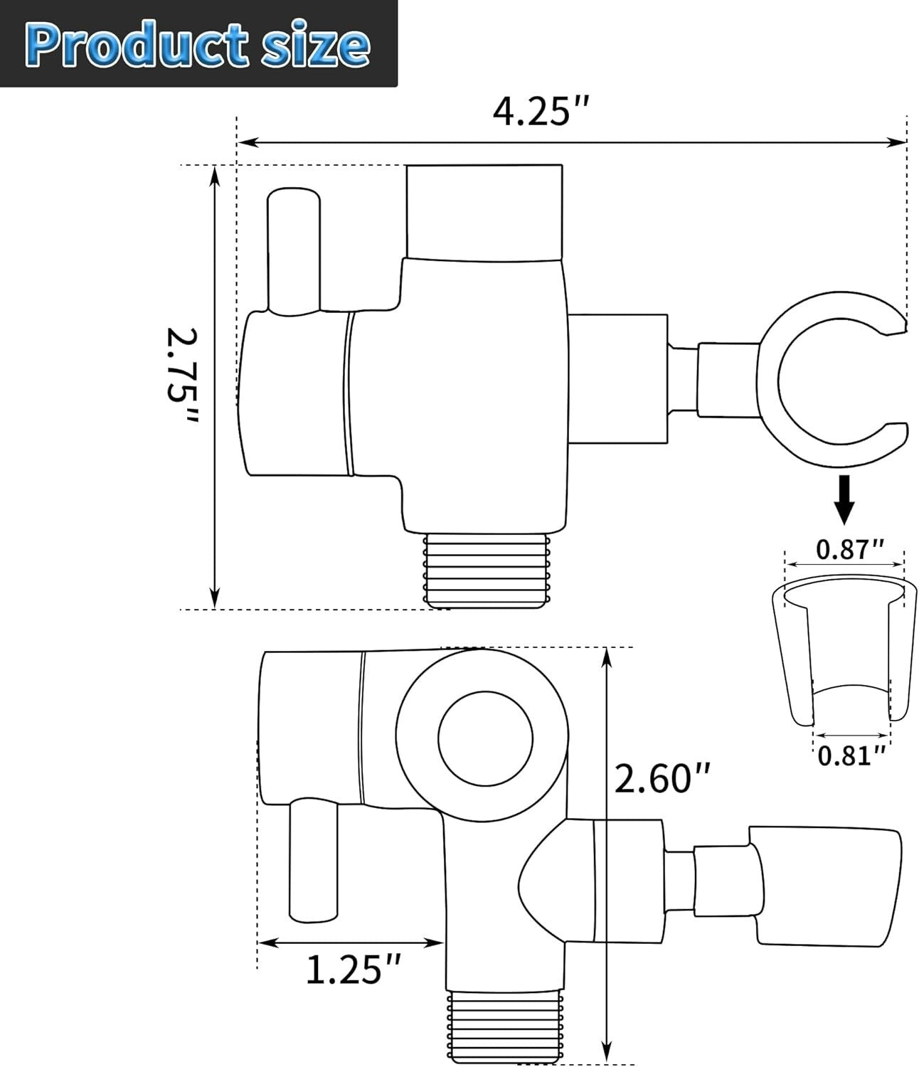 Elegant Oil Rubbed Bronze 3-Way Shower Arm Diverter with Solid Metal Holder