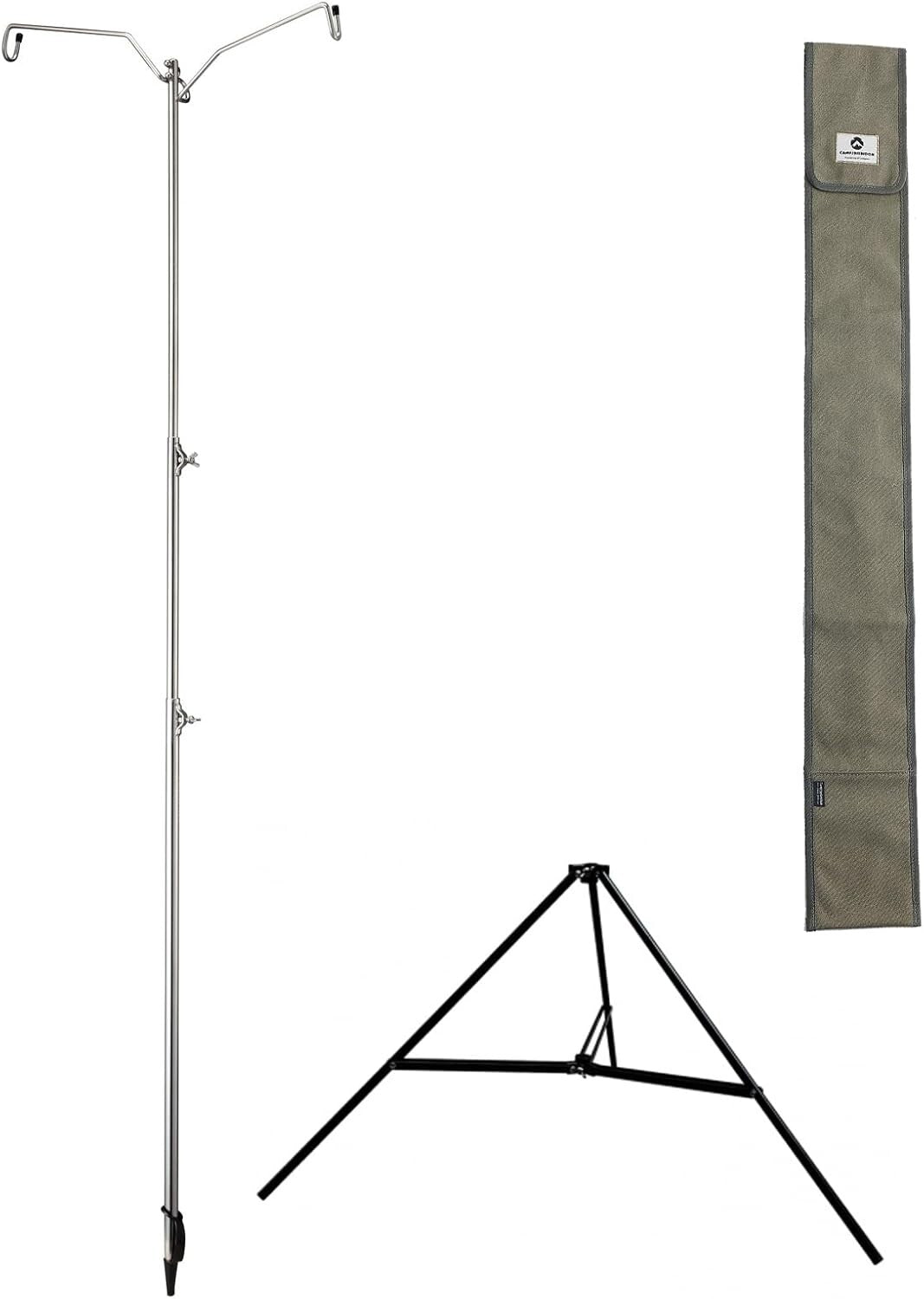 Camp-Ready Durable Lantern Stand with Dual Hooks & Tripod Design - D-240, D-243