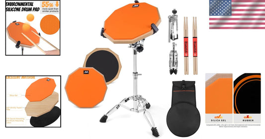 All-in-One 12 Inch Practice Pad Set with Snare Stand and Sturdy Bag for Drummers