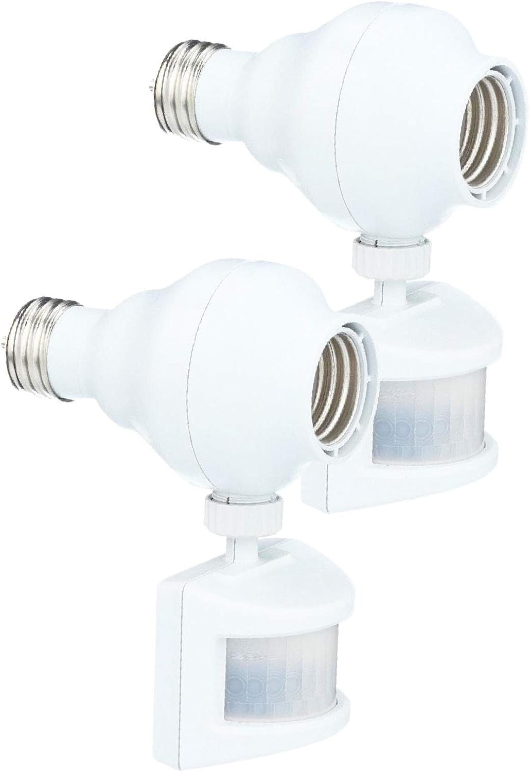 Automated Outdoor Motion Sensor Light Socket - Easy Screw-In Setup, 2 Pack