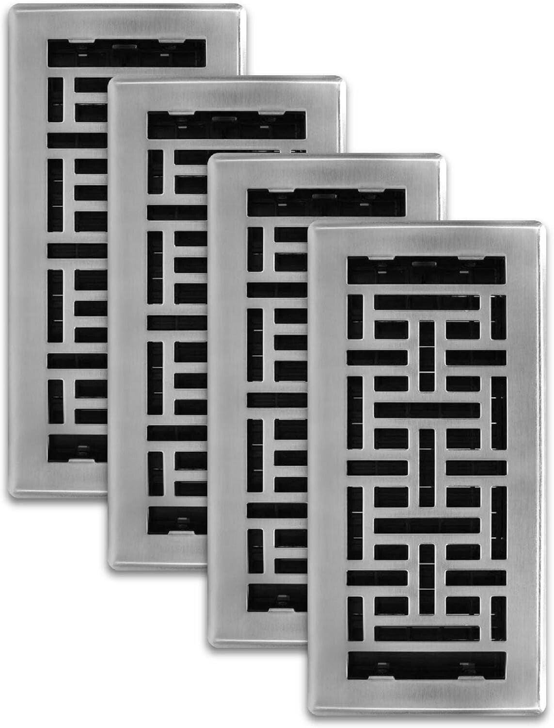 Elegant 4-Pack of 4x10 Vent Covers in Brushed Nickel Finish for Home Decor