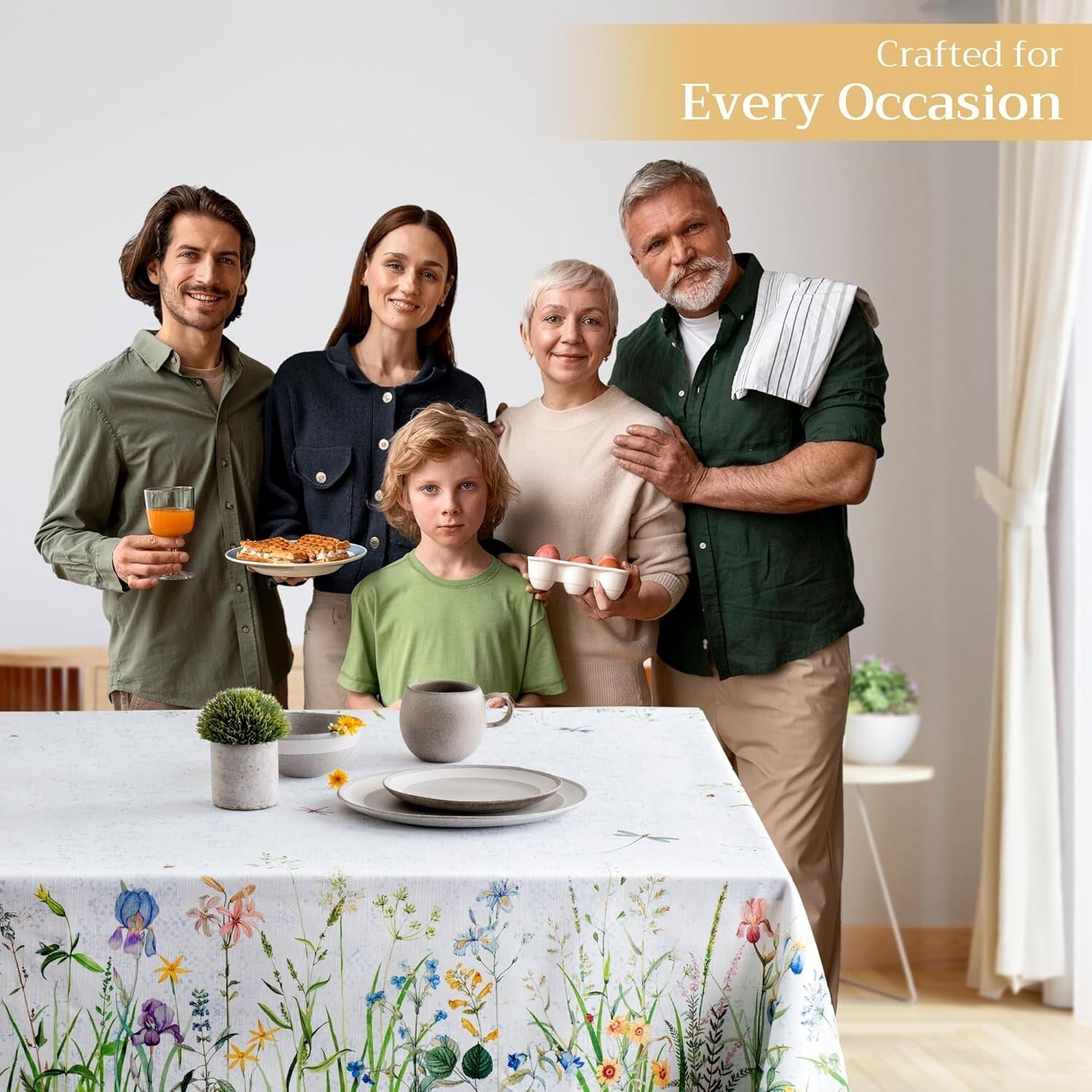 Elegant 100% Cotton Floral Tablecloth - 70 x 90 Inches, Perfect for Weddings